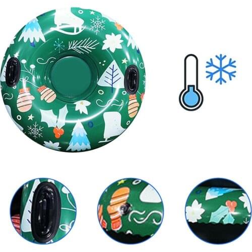 120cm Christmas Style Winter Inflatable Ski Circle With Handle Thicken Cold-resistant Inflatable Heavy Duty Snow Sled Tube
