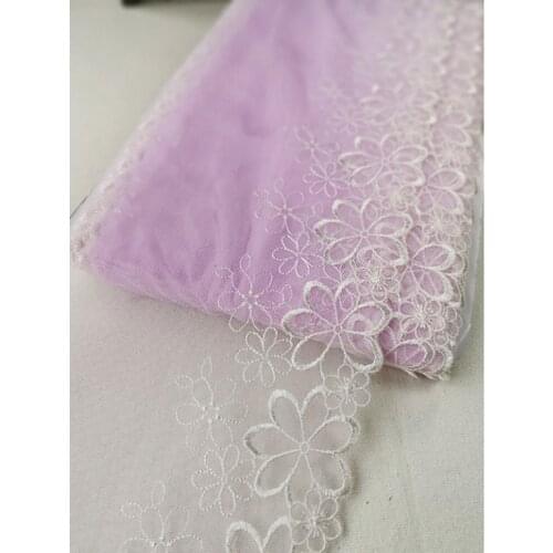 2Meters High Quality Purple Mesh Flowers Lace Ribbon Crafts Fabric DIY Garment Accessories Sewing Trim Wedding 18cm Width
