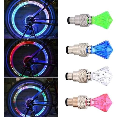 2pcs/lot Car Motor bike bicyle Tyre Valve Caps LED light Diamond Shape bike tyre gas mouse lamps