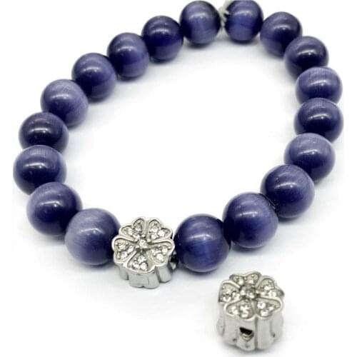 316l Stainless Steel Crystal Clover Flower Bead 4mm Hole Size Beads DIY Bracelet Metal Accessories For Jewelry Making