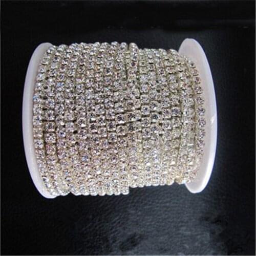 5Yards SS6.5 SS8.5 SS10 SS12 Crystal Rhinestone Cup Chain Craft Sew On Density Trim Crystal Chains For Necklace Jewrly Making