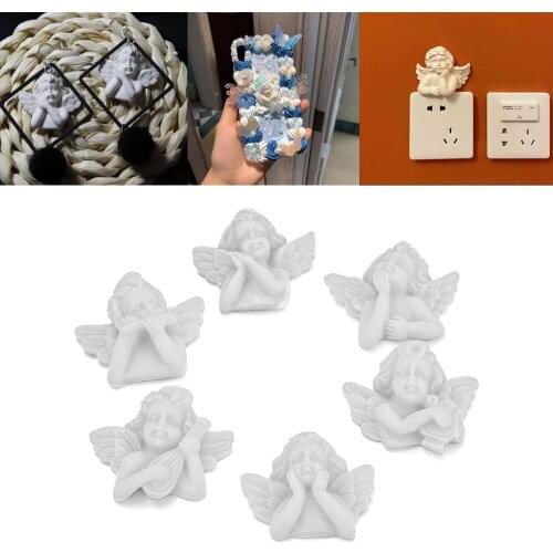 6 Pcs 3D White Wing Baby Angel Charms Epoxy Resin Mold Fillings Silicone Mold Filler DIY Pendant Jewelry Making Crafts Supplies