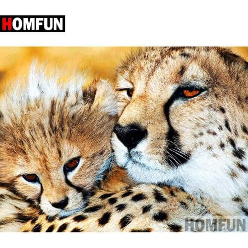HOMFUN 5D DIY Diamond Painting Full Square/Round Drill "Animal leopard" 3D Embroidery Cross Stitch gift Home Decor A00925