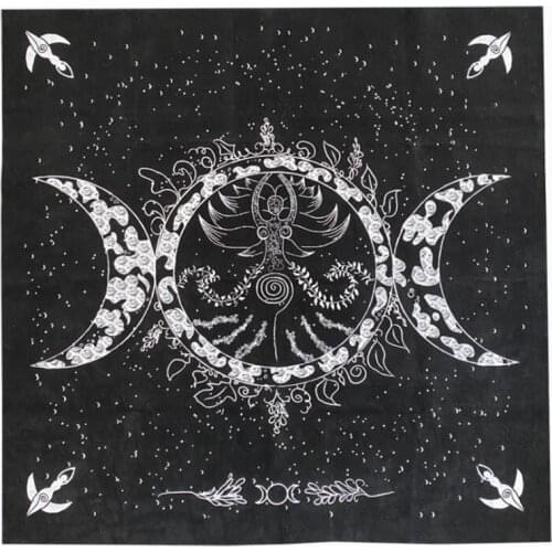 Moon Goddess Tarot Card Tablecloth Velvet 49*49cm Divination Altar Board Game Mysterious Astrology Oracle Card Tarots Cloth
