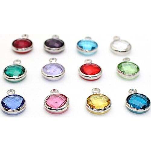 30pcs 8.6mm Colorful Birthstone Crystal Charms for Birthday Jewelry Making Floating Handcraft Beads Charm Fit Necklace Bracelet