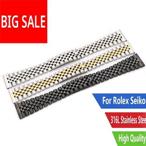 CARLYWET 20mm Silver Solid 316L Stainless Steel Replacement Wrist Bracelet Watch Band For Rolex Seiko Omega Tag Heuer IWC