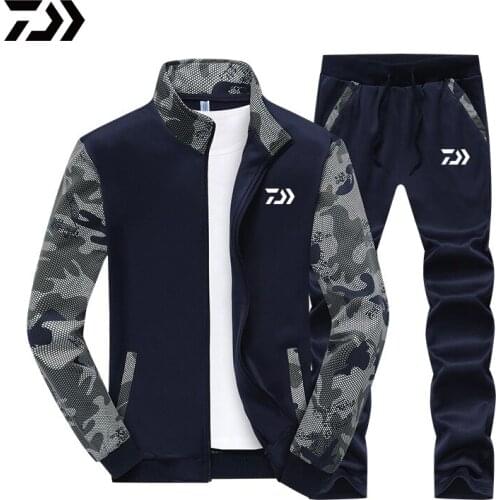 DAIWA Fishing Clothing Set Spring Autumn Outdoor Sport Camouflage Hiking Fishing Shirt And Pants Men Plus Size Fishing Jacket