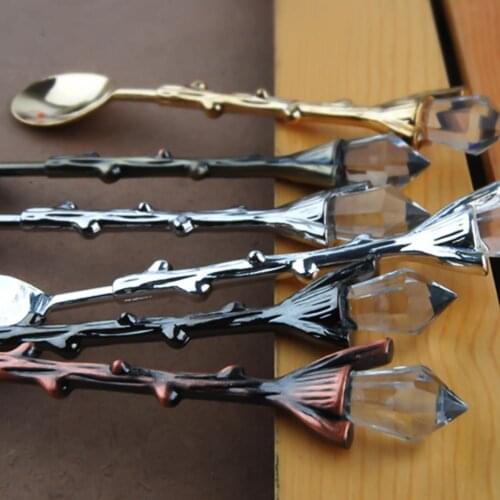Dessert Spoon Mirror Polish Dendriform Zinc Alloy Non-stick Home coffee Spoon