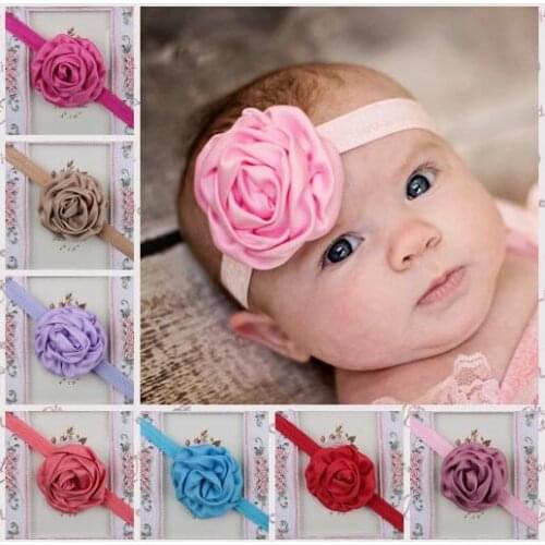 Hair children accessories satins rose flowers baby girl headband hair band for child kids headbands YH548