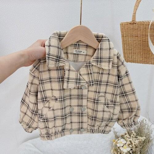 Baby Kids Coats for Girls 2021 New Spring & Autumn Fashion Children Plaid Coat Long Sleeve Toddler Clothing 18M-8Y Girls Tops