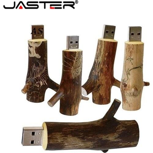 JASTER Newest Novelty Flash disk Wooden model branch memory stick pendive 8GB 16GB 32GB 64GB thumb drive U disk mini gift