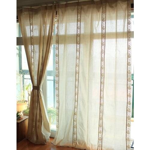 175x255cm blue finished fluid American patchwork curtain French lace curtain tube curtain for the living room linen curtain