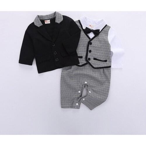 Ins Explosive Baby Clothes Long-sleeve Newborn Clothes 9 12 18 24 Months Cotton New Baby One-piece Gentleman Crawling Clothes