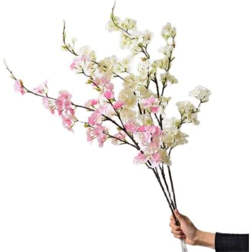 7Pcs Fake Long Stem Cherry (4 Stems/Piece) 43" Length Simulation Pear Blossom for Wedding Home Decorative Artificial Flowers