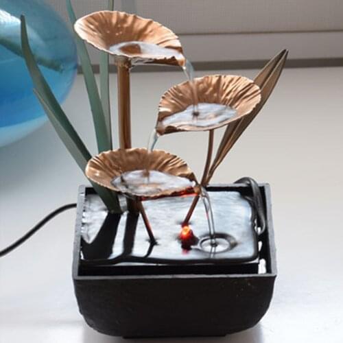 Indoor Water Fountains Desktop Water Wheel Fountain Feng Shui Meditation Home Office Living Room Ornaments Crafts Arts