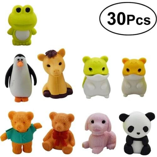 30 Pack Pencil Erasers Random Collectible Animal Erasers Novelty Realistic Puzzle Erasers for Party Favors Games Prizes Carnival