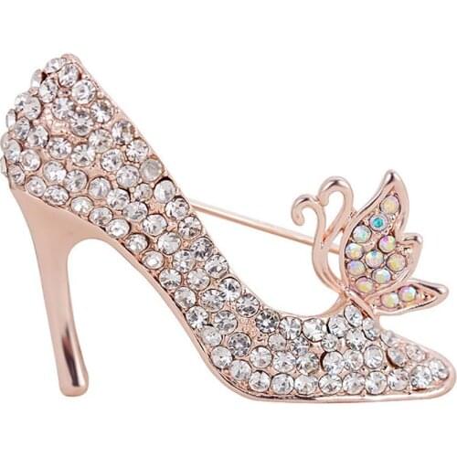Fashion Exquisite Women Rhinestone High Heels Brooch Pins Badge Creative Clothes Decor Wedding Party Jewelry Accessories Gifts