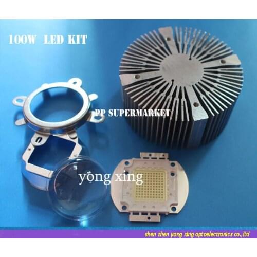 100W 100 Watt White High Power LED Light + Lens Reflector + Heatsink Cooler