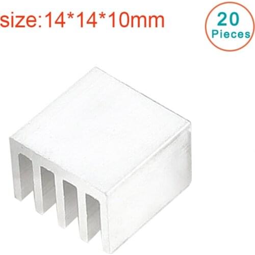 New 20pcs Silver 14x14x10mm Aluminum Heat Sink Radiator Heatsink for CPU,GPU, Electronic Chipset heat dissipation