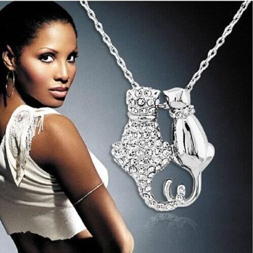 A pair of fashion love aluminum cat sweater chain fashion gift women love