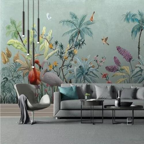 Milofi custom photo wallpaper 3D hand-painted tropical rainforest flowers and birds background wall decoration mural wallpaper