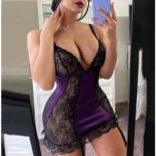 Plus Size 5XL Nightdress 2021Summer Fashion Sexy Dress for Women Pure Color Lace V-neck Slim Club Dress Sexy Rayon Dress