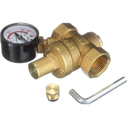DN20 3/4" Adjustable Brass Tap Water Pressure Reducing Regulator Valves With Gauge For Water Purifiers Regulating Water Flow