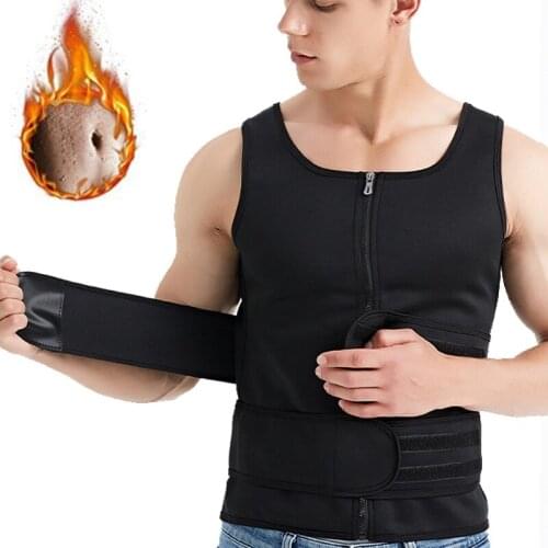 Sauna Waist Trainer Vest Men Sweat Tummy Control Trimmer Belt Neoprene Body Shaper Slimming Shirt Compression Undershirt Tops