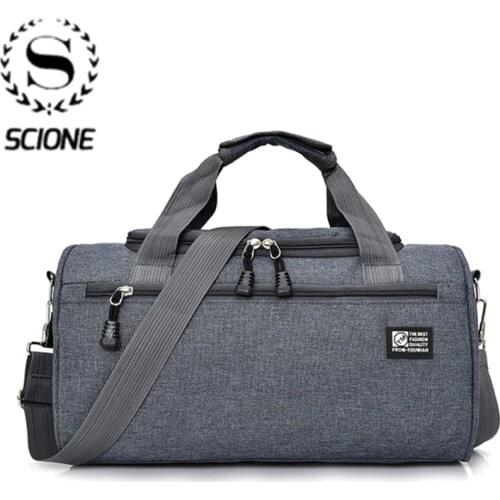 Scione Men Travel Sport Bags Light Luggage Business Cylinder Handbag Women Outdoor Duffel Weekend Crossbody Shoulder Bag Pack