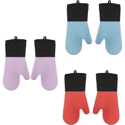 Silicone Heat Resistant Gloves +2 Pot Holders+2 Cup Insulation ​Mats for Grilling/Cooking/Baking Oven Glove