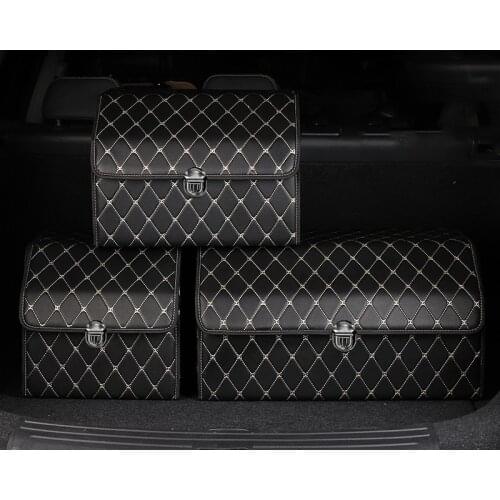 PU Leather Car Trunk Organizer Storage Bag Box Auto SUV Trunk Storage Bag Folding Large Cargo Stowing Tidying Car Accessories