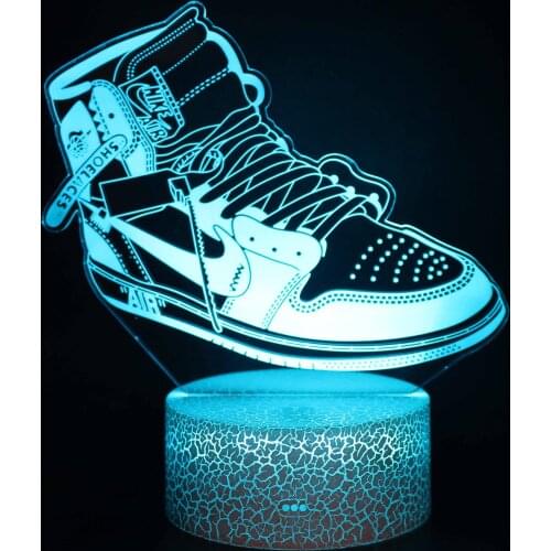 Sports Shoes 3D LED Table Lamp Optical Illusion Night Light Acrylic 7 Colors Changing Remote Control Touch USB Power Home Decor