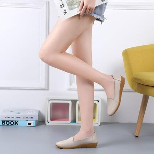 Breathable Flats Female Shoes Summer 2021 New Arrival Genuine Leather Flats Woman Leather Loafers Mom Casual Shoes