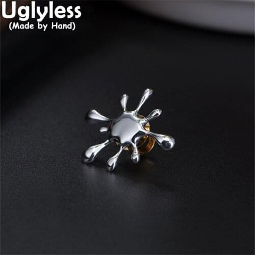 Uglyless Honey Water Droplets Splashes Pins for Men Unisex 925 Silver Creative Brooches for Women Party Dress Jewelry Fashion