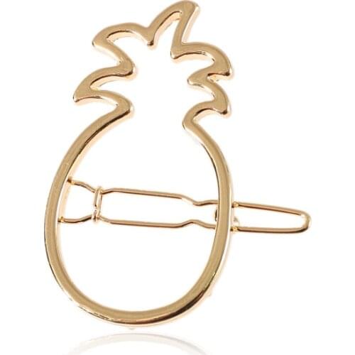 3 Patterns Pineapple Cactus Silver Plated Golden Metallic Hair Clips and Pins Hairgrips for Women Headwear Hair Accessories