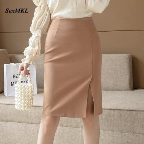 Women Elegant Pencil Skirts Plus Size 2020 Fashion High Waist Bodycon Office Skirt Korean Clothing Sexy Winter Slim Black Skirt