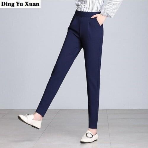 Womens Elastic High Waist Dress Harem Pants for Women Korean Style Streetwear Plus Size Bottoms Ladies Office Formal Trousers