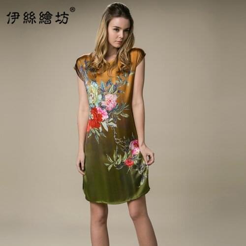 Green Golden Gredient Floral Silk Dresses Women Fashion 2021 Summer Long Casual Sexy Office Work Daily Dress Plus Size Slim