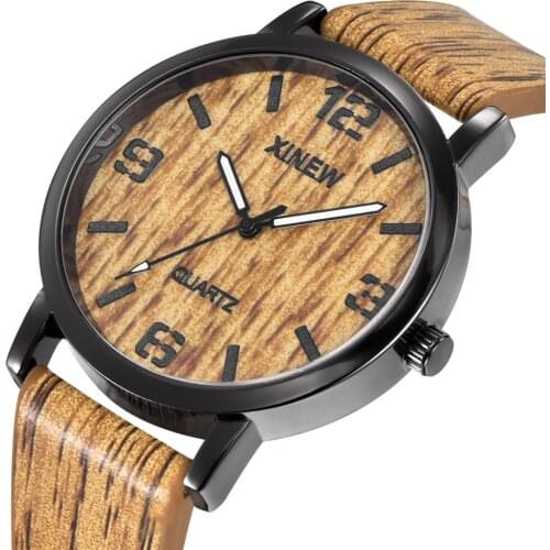 1pc / lot Sale Watches XINEW Mens Fashion Casual Leather Band Quartz Wristwatches Simple Bark Designer Watches Relogio Masculino