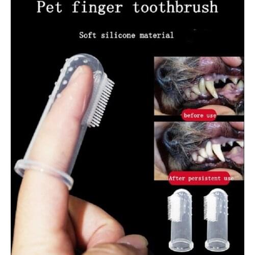 1pc New Hot Selling Super Soft Pet Finger Toothbrush Teddy Dog Brush Bad Breath Tartar Teeth Care Tool Dog Cat Cleaning Supplies