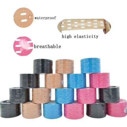 10pcs Cotton Kinesiology Tape with Holes Perforated Elastic Adhesive Breathable Muscle Protection Gym Sports Knee Protector