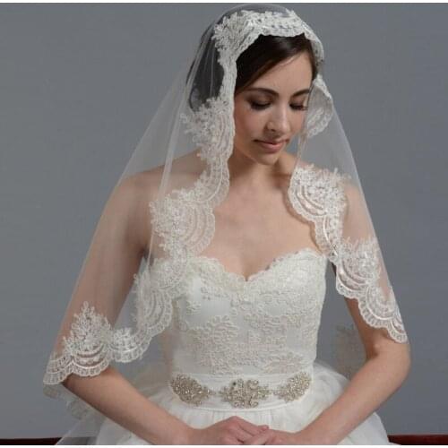 100% Handmade Elegant Veils Women Hair Accessory Wedding Headdress Bridal Hairwear Flower Shape Lace Edge Appliqued Veil
