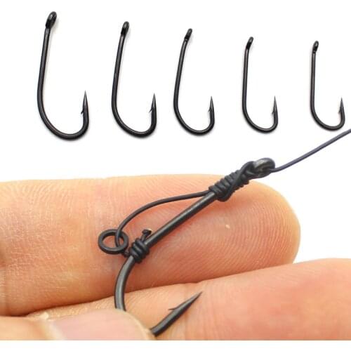 20PCS Micro barbed Carp Fishing Hook D rig Hook Coated Coating with Eye for Blow Back Rigs Pop up