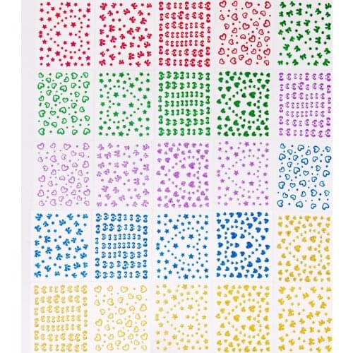 24sheets/lot 3D Nail Art Sticker Decals Love Heart/Snowflakes Multi-patterns Nail Slider Wraps Manicure Accessories NL63-66BZ