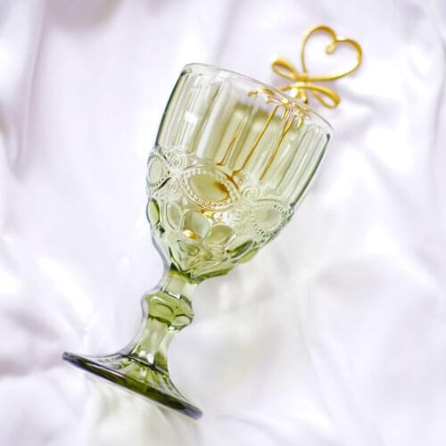 300ml French Baroque Relief Vintage Wine Glass Juice Drinking Glasses Champagne Bar Creative High Foot Multifunctional Water Cup