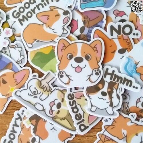 36 Pcs/set cute Corgi dog DIY Decal Mobile/PC Art Rhinestone Self Adhesive Scrapbooking Stickers Car Sticker Wedding Decoration