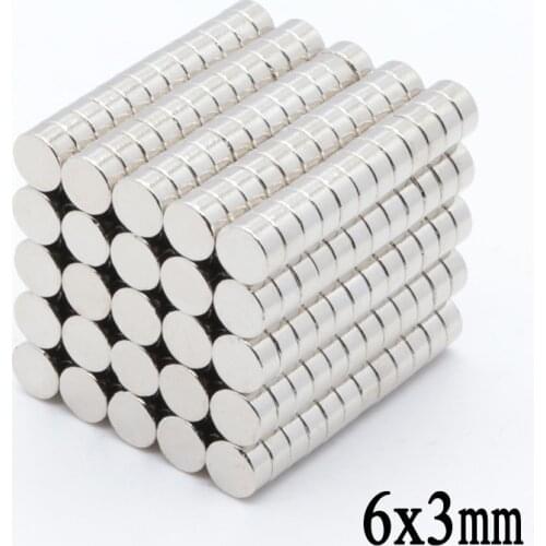 500pcs 6x3 mm pull force 0.8KG strong small ndfeb permanent rare earth refrigerator magnet strong magnetic discs 6 * 3 mm