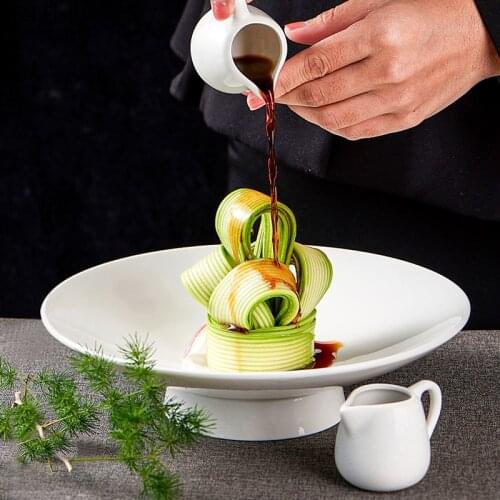 White Round Dinner Plate Dessert Bowl Cutlery Set Salad Bowl Ceramic Plate Household Kitchen Tableware Restaurant Service Tray