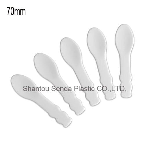 Free shipping 7CM flat handle with scoop spoon, face cream plastic spoon, 100pcs/lot high quality cosmetic cream spatulas