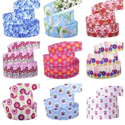 10 Yards 1" 25MM Grosgrain Ribbon flower Printed Ribbon For Hair Bows DIY Crafts Handmade Accessories
